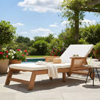 Christopher Knight Home Chalida Ensemble 2 pièces moderne transat et table d'appoint en bois d'acacia avec dossier 3 positions