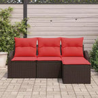 vidaXL Set Salotto da Giardino 4 pz Marrone Polyrattan