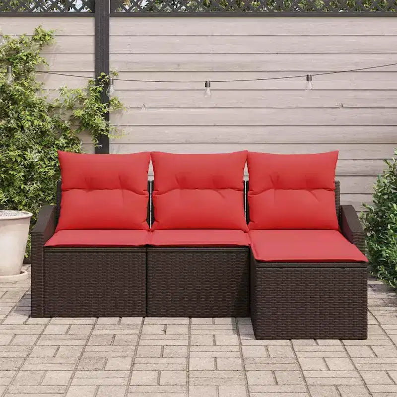 vidaXL Set Salotto da Giardino 4 pz Marrone Polyrattan