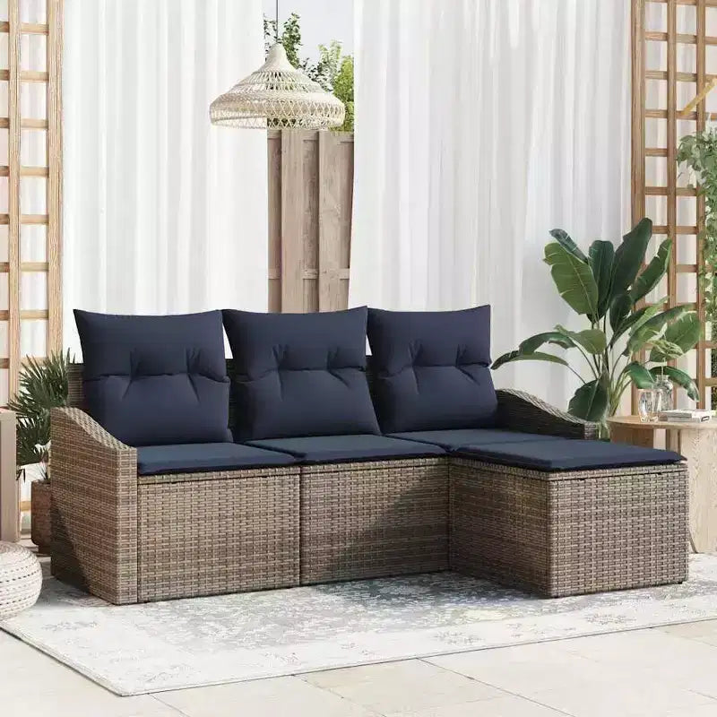 vidaXL Set Salotto da Giardino 4 pz Marrone Polyrattan