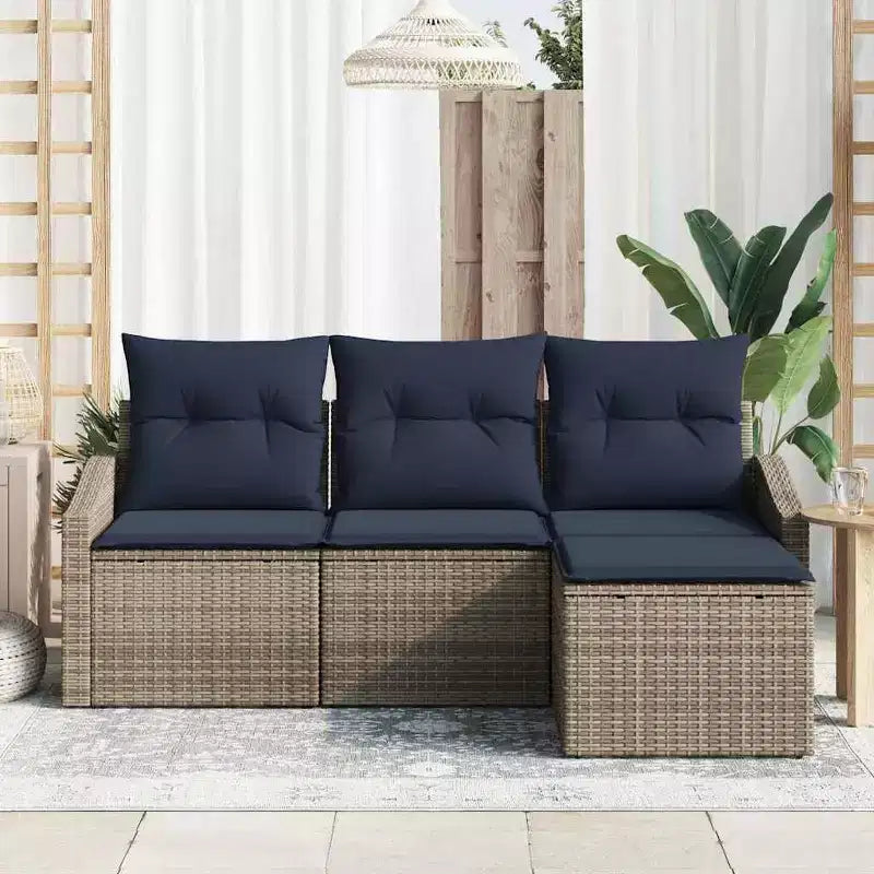 vidaXL Set Salotto da Giardino 4 pz Marrone Polyrattan