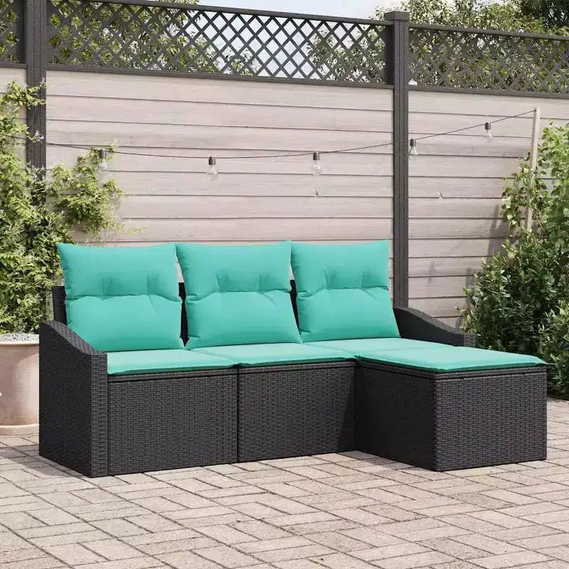 vidaXL Set Salotto da Giardino 4 pz Marrone Polyrattan
