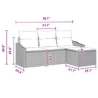vidaXL Set Salotto da Giardino 4 pz Marrone Polyrattan
