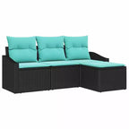 vidaXL Set Salotto da Giardino 4 pz Marrone Polyrattan