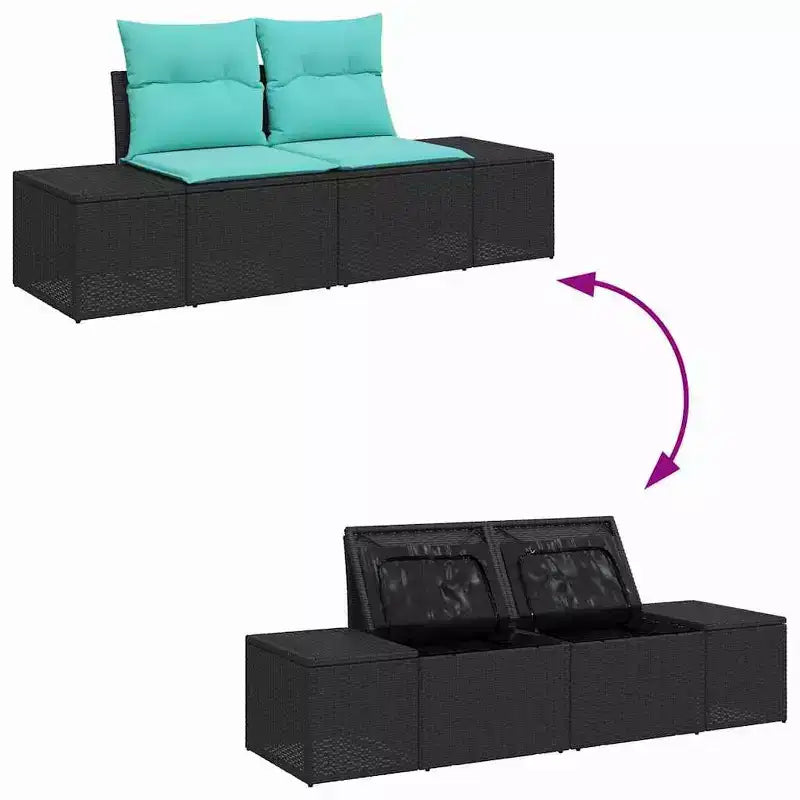 vidaXL Set divani da giardino 6 pz nero e turchese 264x154x85 cm - Nero e turchese Senza tavolo