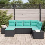 vidaXL Set divani da giardino 6 pz nero e turchese 264x154x85 cm - Nero e turchese Senza tavolo