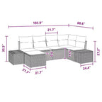 vidaXL Set divani da giardino 6 pz nero e turchese 264x154x85 cm - Nero e turchese Senza tavolo