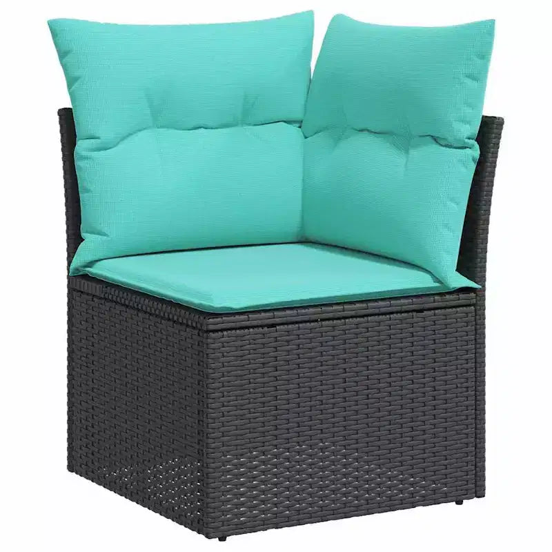 vidaXL Set divani da giardino 6 pz nero e turchese 264x154x85 cm - Nero e turchese Senza tavolo