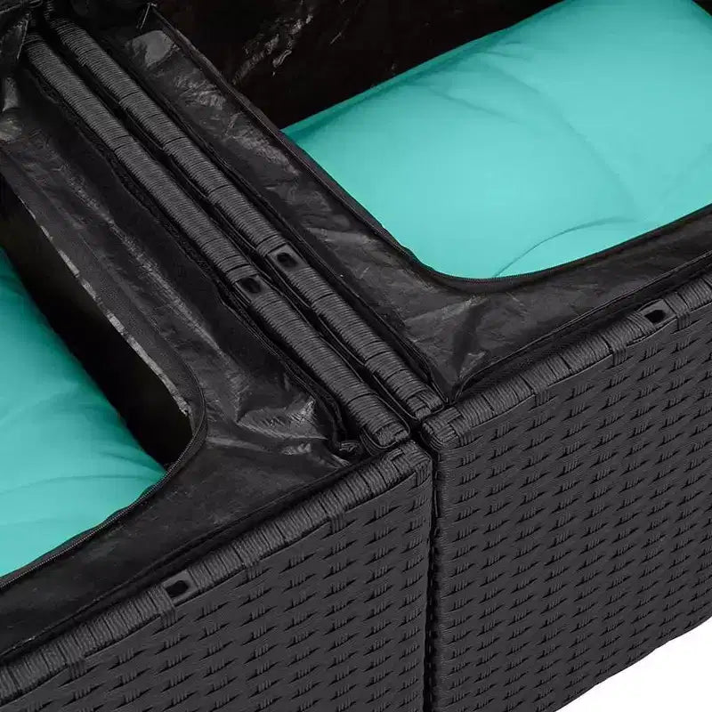 vidaXL Set divani da giardino 6 pz nero e turchese 264x154x85 cm - Nero e turchese Senza tavolo