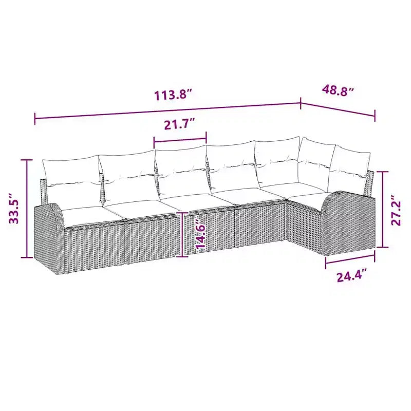 vidaXL Set divani da giardino 6 pz Nero e turchese Polirattan - Nero e turchese senza tavolo