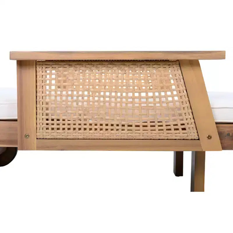 Set Christopher Knight Home Wei Moderno 2 Pezzi da Esterno con Lettino Prendisole e Tavolino in Acacia e Wicker