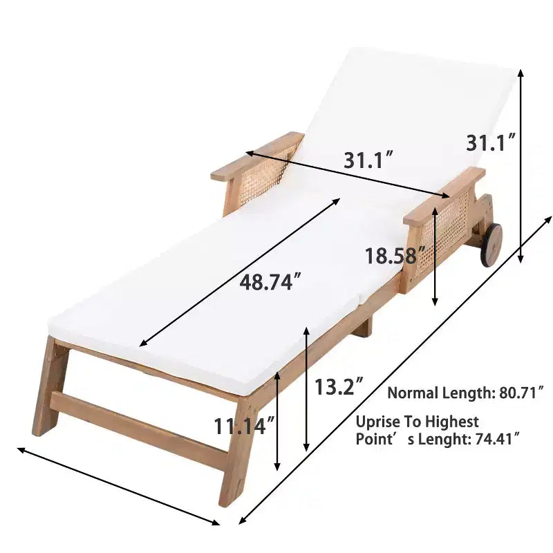 Set Christopher Knight Home Wei Moderno 2 Pezzi da Esterno con Lettino Prendisole e Tavolino in Acacia e Wicker