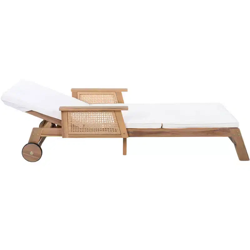 Set Christopher Knight Home Wei Moderno 2 Pezzi da Esterno con Lettino Prendisole e Tavolino in Acacia e Wicker