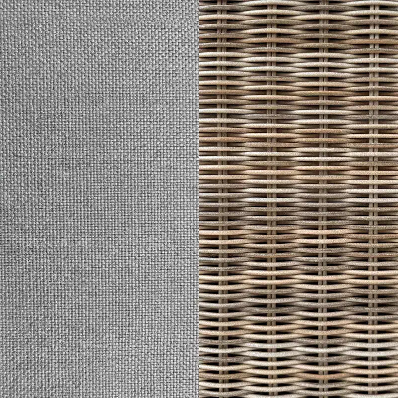 Divano da esterni in rattan intrecciato, 2 sedie, tavolino da caffè Martha Stewart All-Weather - Grigio invecchiato
