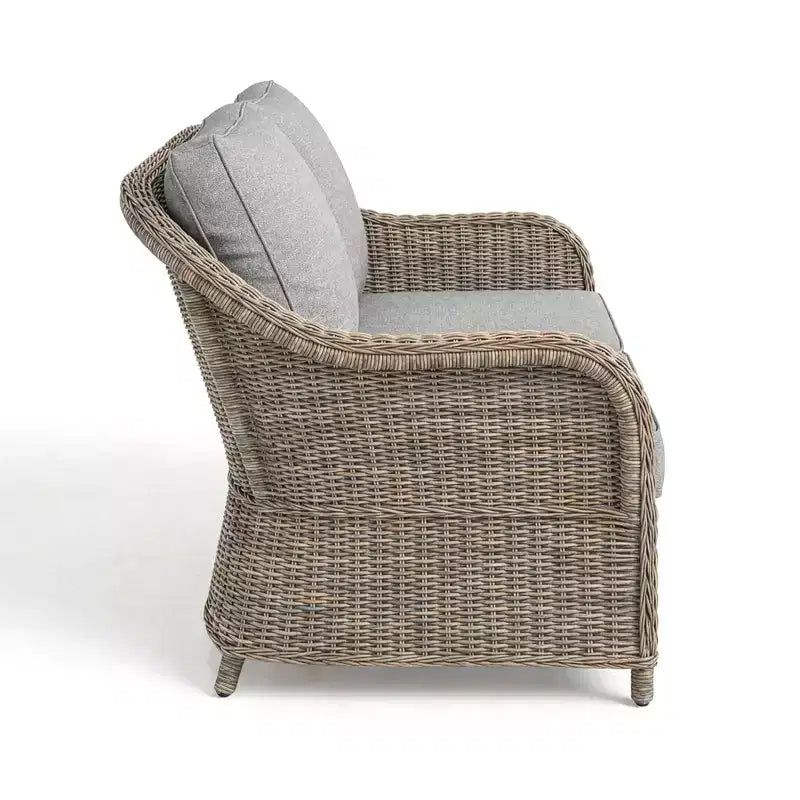 Divano da esterni in rattan intrecciato, 2 sedie, tavolino da caffè Martha Stewart All-Weather - Grigio invecchiato