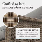 Divano da esterni in rattan intrecciato, 2 sedie, tavolino da caffè Martha Stewart All-Weather - Grigio invecchiato