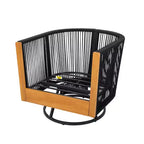 Christopher Knight Home Suriya, sedie girevoli da esterno moderne in acacia con design a corda e tavolino in metallo