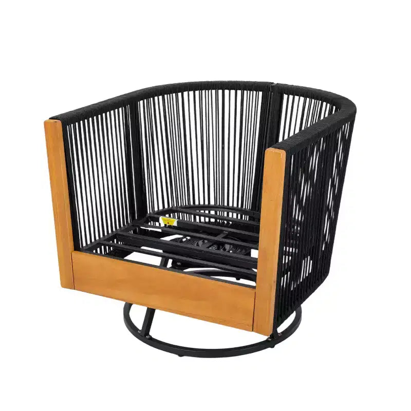 Christopher Knight Home Suriya, sedie girevoli da esterno moderne in acacia con design a corda e tavolino in metallo