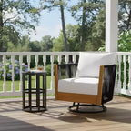 Christopher Knight Home Suriya, sedie girevoli da esterno moderne in acacia con design a corda e tavolino in metallo