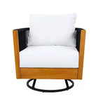 Christopher Knight Home Suriya, sedie girevoli da esterno moderne in acacia con design a corda e tavolino in metallo