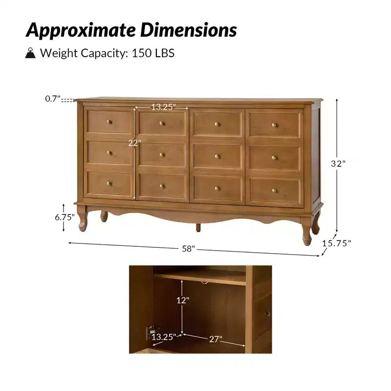 Credenza a 4 ante Ivy 58 Wide|HULALA HOME-ACORN