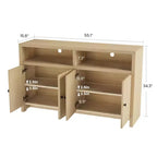 Credenza a buffet rustica da 55" - Mobile bar a 4 ante in legno con ripiani regolabili per cucina, sala da pranzo e soggiorno