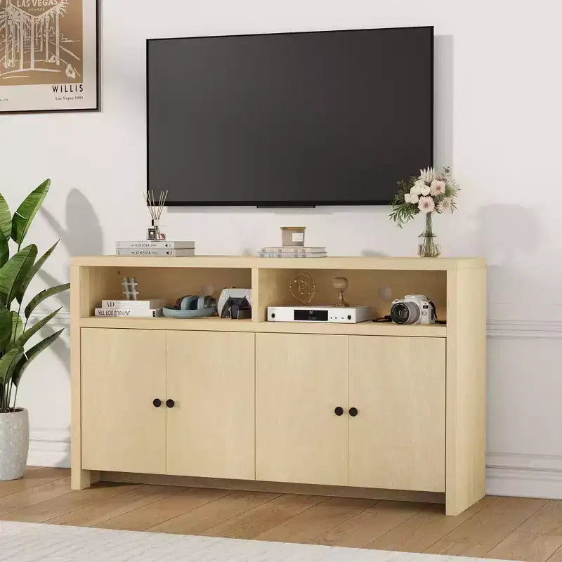 Credenza a buffet rustica da 55" - Mobile bar a 4 ante in legno con ripiani regolabili per cucina, sala da pranzo e soggiorno