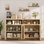 Credenza a buffet rustica da 55" - Mobile bar a 4 ante in legno con ripiani regolabili per cucina, sala da pranzo e soggiorno