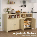 Credenza a buffet rustica da 55" - Mobile bar a 4 ante in legno con ripiani regolabili per cucina, sala da pranzo e soggiorno
