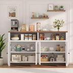 Credenza a buffet rustica da 55" - Mobile bar a 4 ante in legno con ripiani regolabili per cucina, sala da pranzo e soggiorno