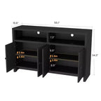 Credenza a buffet rustica da 55" - Mobile bar a 4 ante in legno con ripiani regolabili per cucina, sala da pranzo e soggiorno