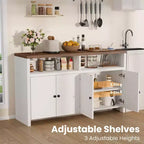 Credenza a buffet rustica da 55" - Mobile bar a 4 ante in legno con ripiani regolabili per cucina, sala da pranzo e soggiorno