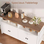 Credenza a buffet rustica da 55" - Mobile bar a 4 ante in legno con ripiani regolabili per cucina, sala da pranzo e soggiorno