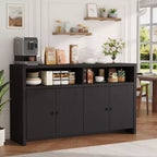 Credenza a buffet rustica da 55" - Mobile bar a 4 ante in legno con ripiani regolabili per cucina, sala da pranzo e soggiorno