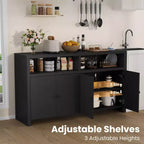Credenza a buffet rustica da 55" - Mobile bar a 4 ante in legno con ripiani regolabili per cucina, sala da pranzo e soggiorno