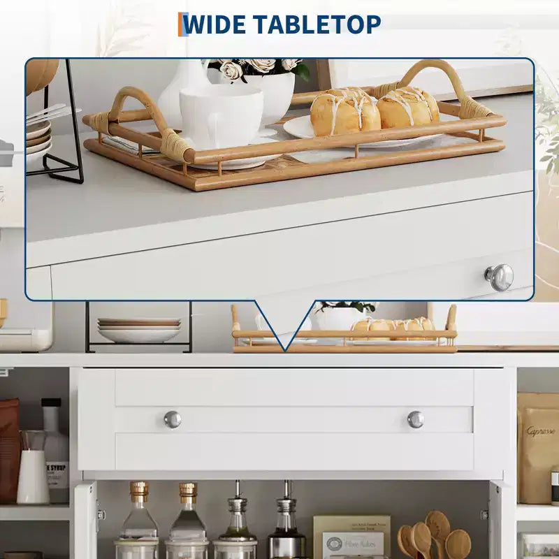 Madia Credenza Moderna con Cassetto e 4 Ante Mobile Contenitore Autoportante in Legno