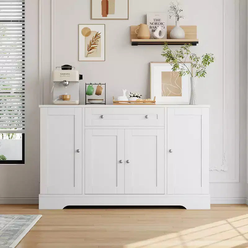 Madia Credenza Moderna con Cassetto e 4 Ante Mobile Contenitore Autoportante in Legno