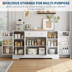 Madia Credenza Moderna con Cassetto e 4 Ante Mobile Contenitore Autoportante in Legno