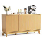 Modern Farmhouse Fluted Sideboard Buffet Cabinet  58 Wooden Credenza with 3 Doors, Adjustable Shelves