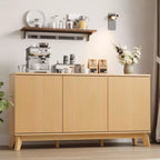Credenza da buffet moderna da fattoria con scanalature, mobile credenza in legno da 58" con 3 ante e ripiani regolabili