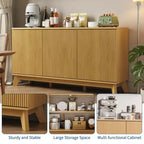 Credenza da buffet moderna da fattoria con scanalature, mobile credenza in legno da 58" con 3 ante e ripiani regolabili