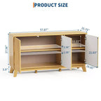 Credenza da buffet moderna da fattoria con scanalature, mobile credenza in legno da 58" con 3 ante e ripiani regolabili