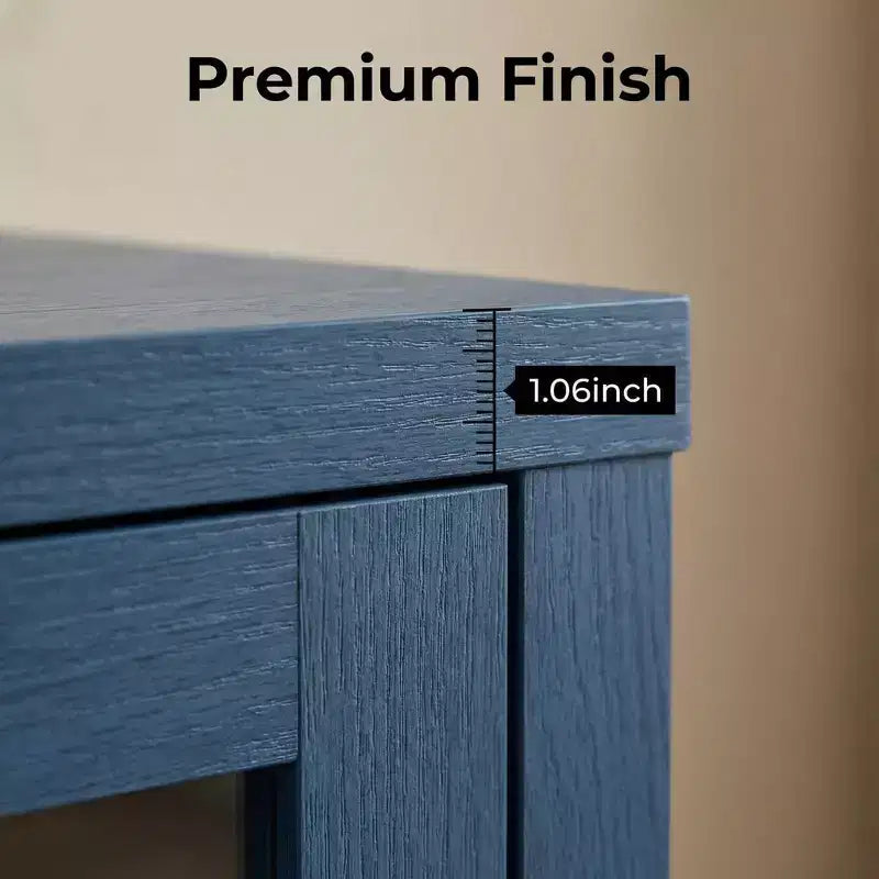 Credenza/Madia da 135 cm con 3 Ripiani e 2 Ante in Vetro - Mobile Contenitore Moderno Stile Metà Secolo per Caffè, Libri o Piatti
