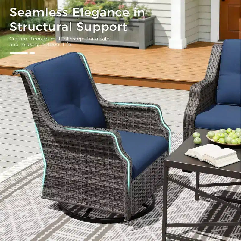 Set Lounge da Esterno Premium UPTIOT con Sedie Girevoli e Tavolino da Caffè