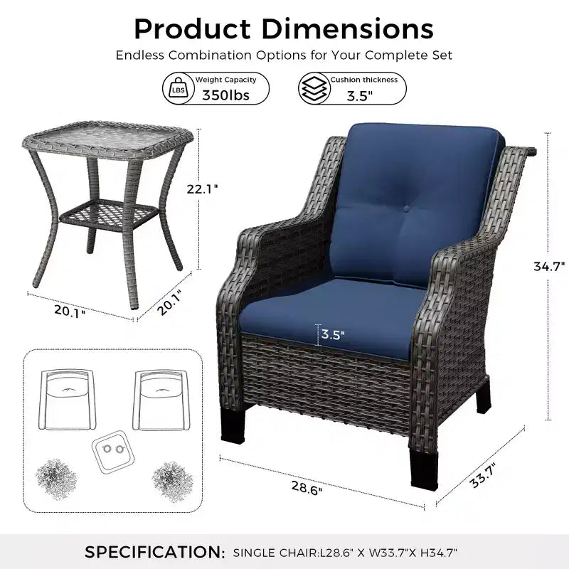 Set Lounge da Esterno Premium UPTIOT con Sedie Girevoli e Tavolino da Caffè