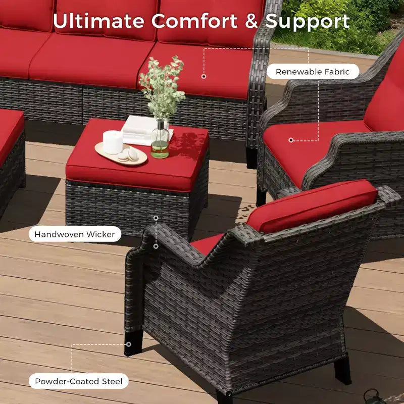 Set Lounge da Esterno Premium UPTIOT con Sedie Girevoli e Tavolino da Caffè