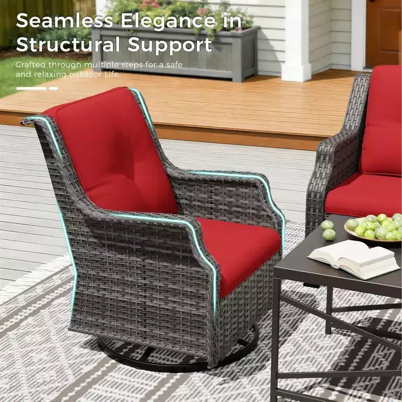 Set Lounge da Esterno Premium UPTIOT con Sedie Girevoli e Tavolino da Caffè