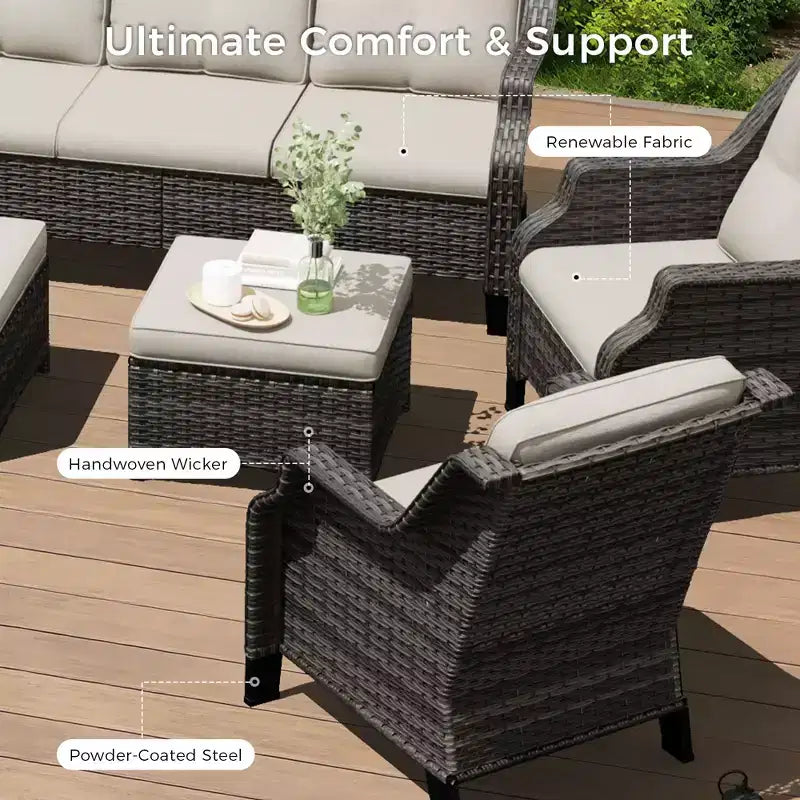 Set Lounge da Esterno Premium UPTIOT con Sedie Girevoli e Tavolino da Caffè