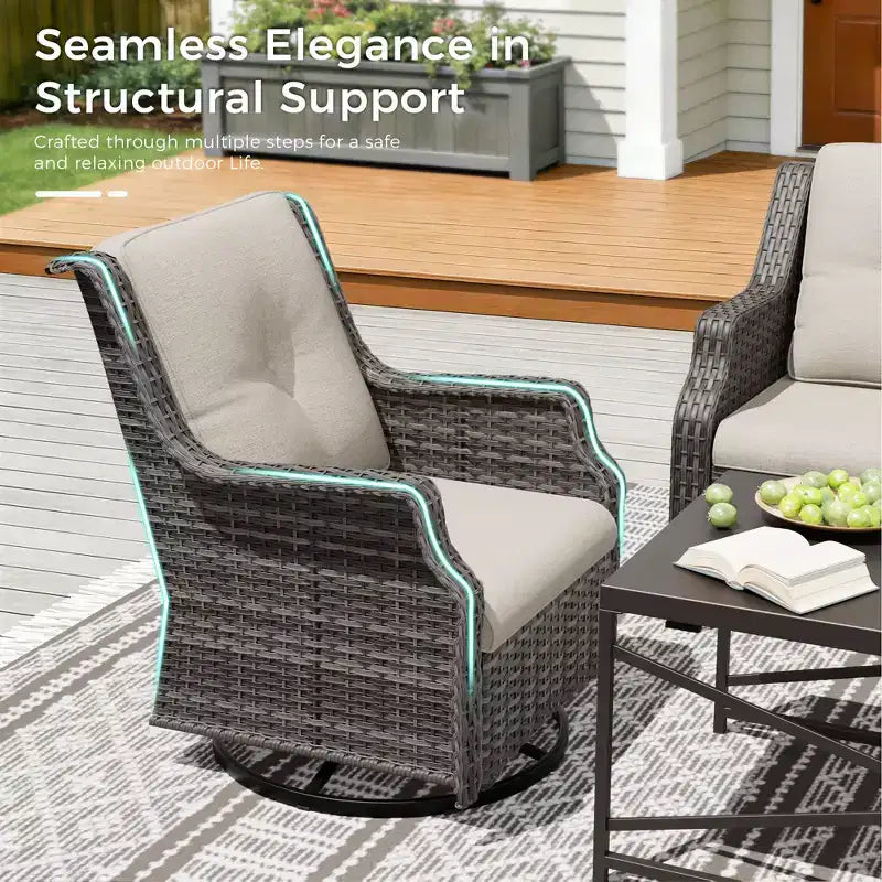 Set Lounge da Esterno Premium UPTIOT con Sedie Girevoli e Tavolino da Caffè