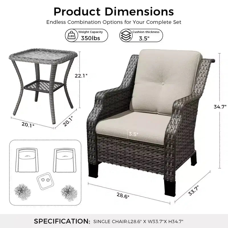 Set Lounge da Esterno Premium UPTIOT con Sedie Girevoli e Tavolino da Caffè
